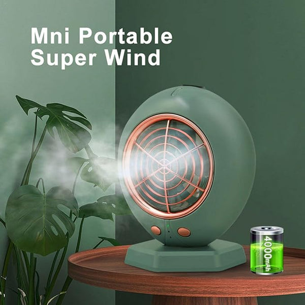 مروحة محمولة مع بخاخ ماء